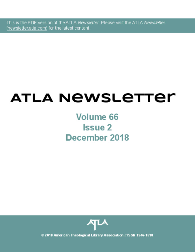 Atla Newsletter Volume 66 Number 2 Thumbnail