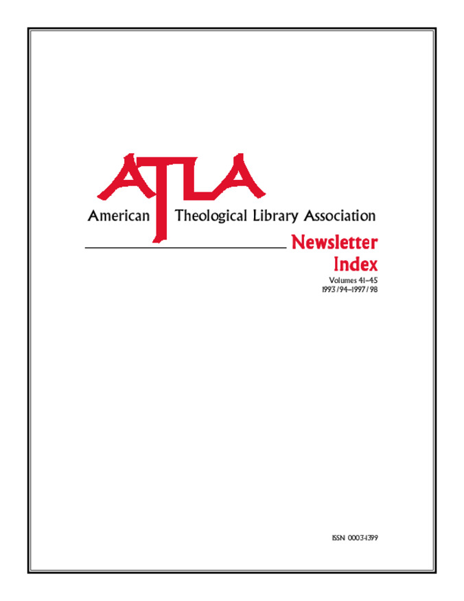 Atla Newsletter Volume 41 through Volume 45 - Index Miniaturansicht